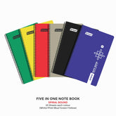 Spiral Note Book No.67, 200 Pages, (14.5cm x 22.5cm) (Multi-coloured pages) (Five Colour in One)